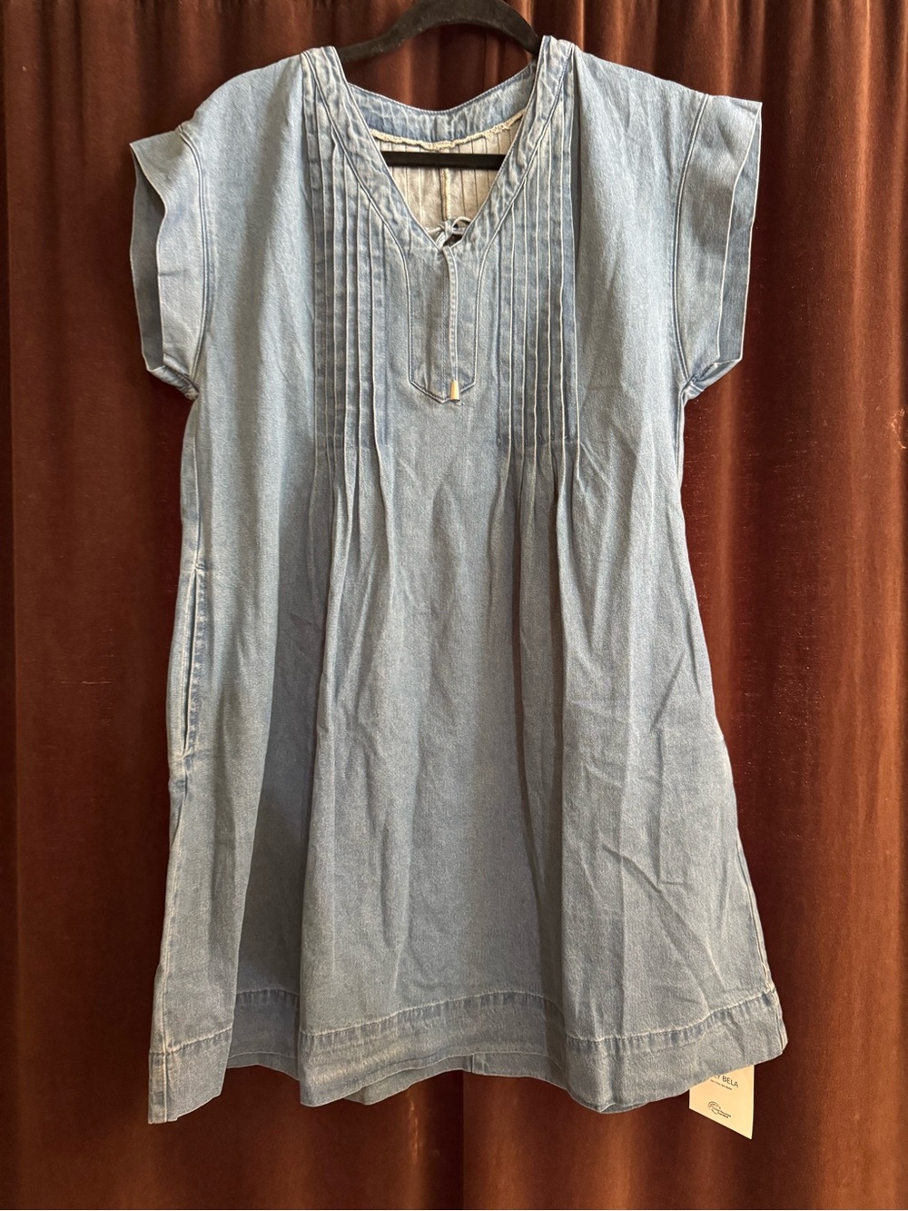 Light Blue Denim light weight Dress with Pintuck Front